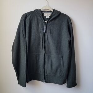 Flyshacker 100% Wool, Men's Charcoal Zip-Up Sweater Size L